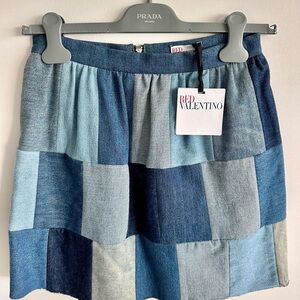 Red Valentino Patchwork Denim Skirt